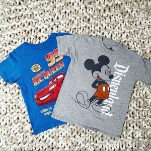 Disney Mickey Mouse Lightening McQueen Cars Short Sleeve T-Shirts